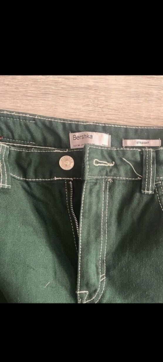 Koyu Yeşil Rahat Kesim Denim Pantolon — görsel 3/5