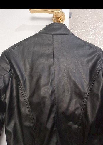 s Beden Kadın Siyah Deri Biker Ceket