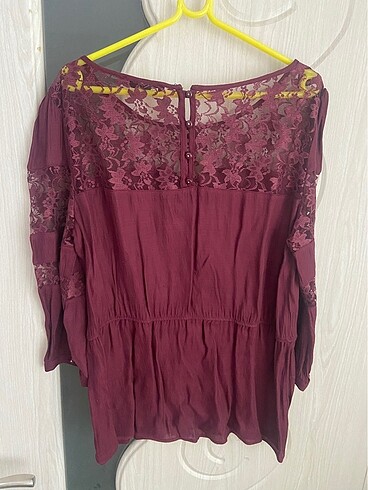42 Beden bordo Renk dantel detaylı bluz