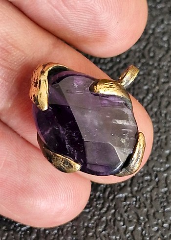 Diğer Vintage Doğal ametist taşlı kolye ucu