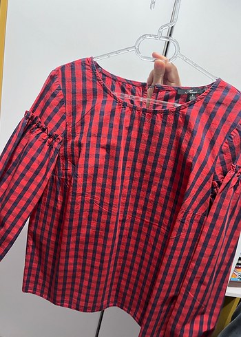 Mavi Jeans Kırmızı Siyah Kareli Mavi Marka Kadın Gömlek