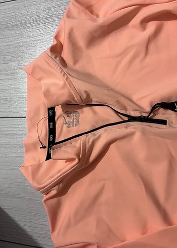 l Beden Fermuarlı Pembe Uzun Kollu Kadın Sweatshirt