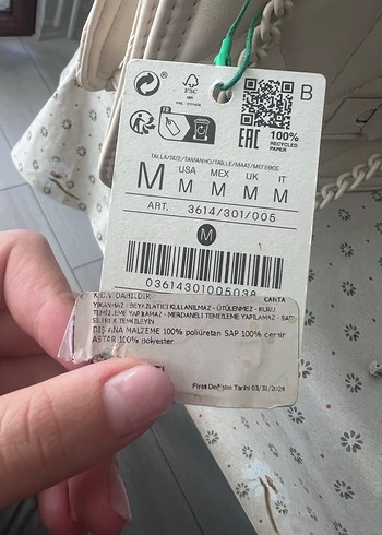 Beden Stradivarius Zincir Detaylı Beyaz Deri Kadın Çanta