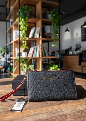 Vakko Siyah Deri Kadın Clutch Cüzdan