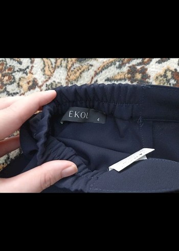 xxl Beden Düğmeli Lacivert Kadın Kumaş Pantolon
