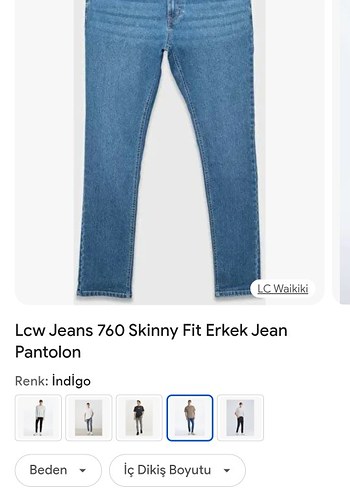LC Waikiki Erkek Skinny Fit Indigo Jean Pantolon