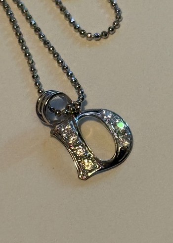 925 ayar gümüş harf kolye Swarovski taşlı - Görsel 2