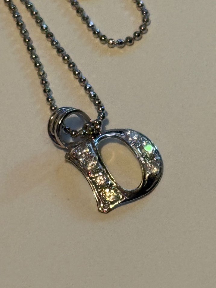 925 ayar gümüş harf kolye Swarovski taşlı - Görsel 2