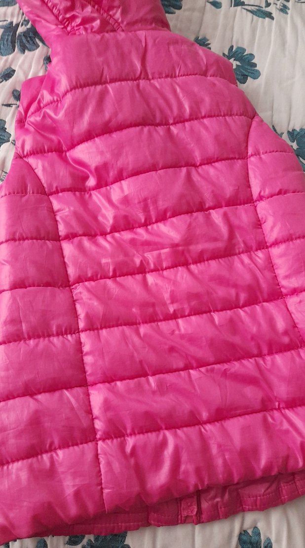 Kız Çocuk Pembe Kapüşonlu Fermuarlı Yelek - Görsel 4