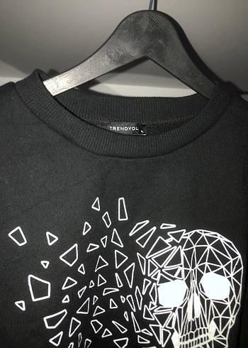 xl Beden siyah Renk Siyah Baskılı Gevşek Kesim Kadın Sweatshirt