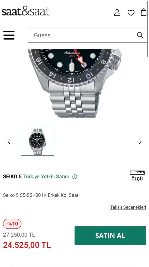 Seiko 5 Gmt Siyah Klasik Erkek Saat - Görsel 4