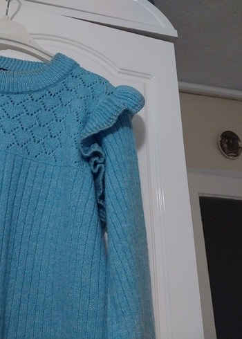 Mavi Örgü Kadın Kazak - Görsel 3