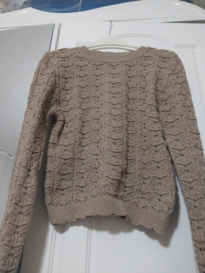 Bej Örgü Kadın Kazak Uzun Kollu - Görsel 2