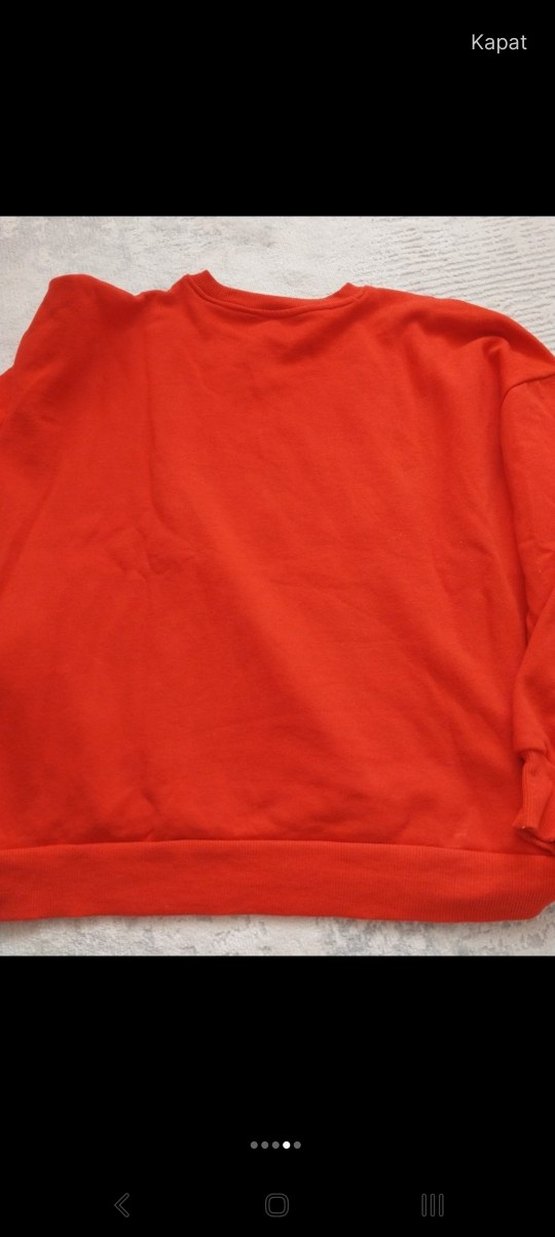 Kırmızı Baskılı Kadın Sweatshirt - Görsel 3