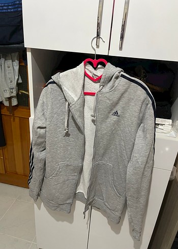 Adidas Gri Fermuarlı Sweatshirt