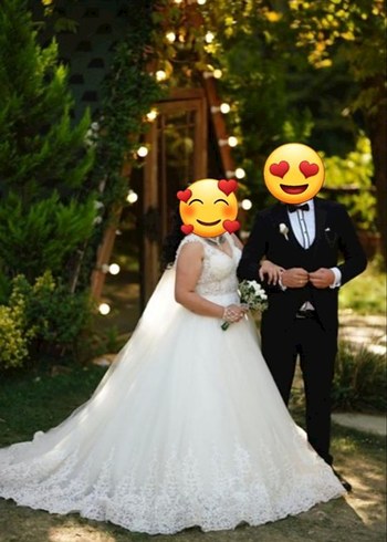 xl Beden beyaz Renk V Yaka A Kesim Beyaz Gelinlik