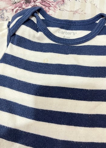 Mavi Beyaz Çizgili Bebek Body - Görsel 2