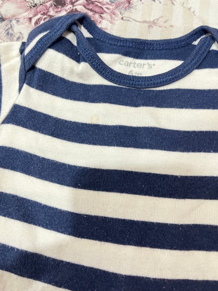 Mavi Beyaz Çizgili Bebek Body - Görsel 2