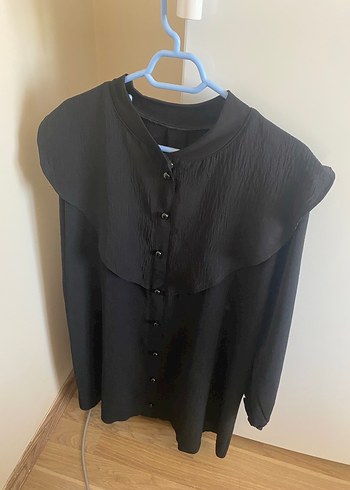 Düğmeli Siyah Uzun  Tunik - Görsel 2