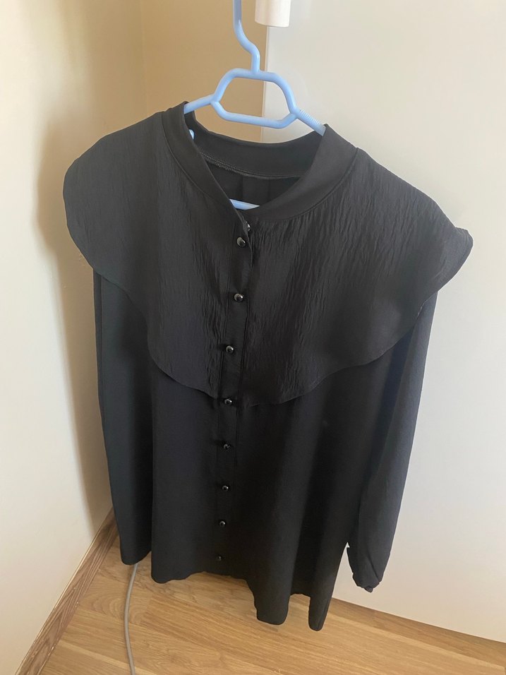 Düğmeli Siyah Uzun  Tunik - Görsel 2