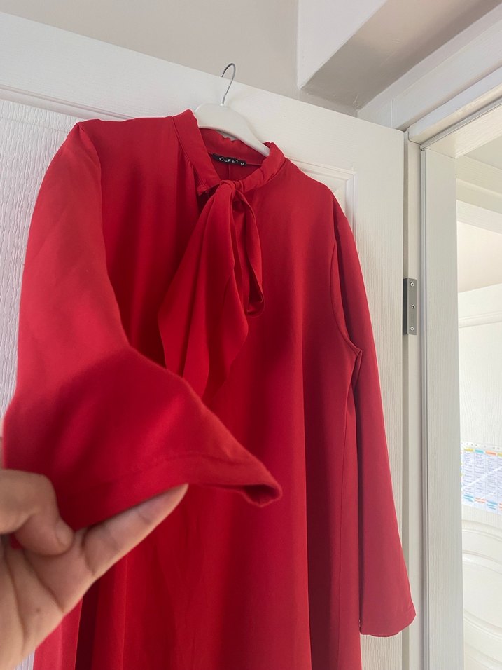 Kırmızı Uzun Tunik - Görsel 3