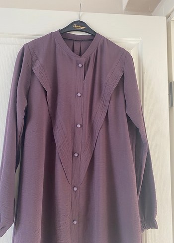 Düğmeli Mor Uzun Ayrobin Tunik - Görsel 2