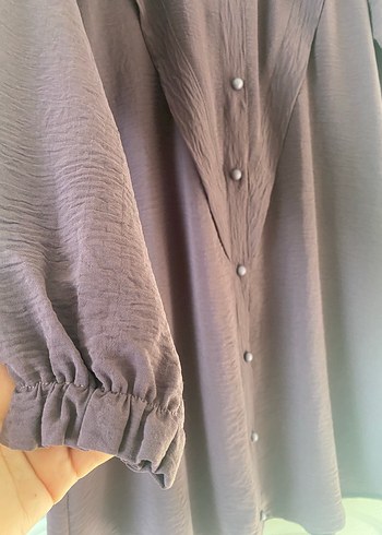 Düğmeli Mor Uzun Ayrobin Tunik - Görsel 3