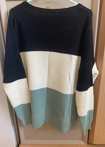 Renk Bloklu Örgü Kadın Kazak - Görsel 2