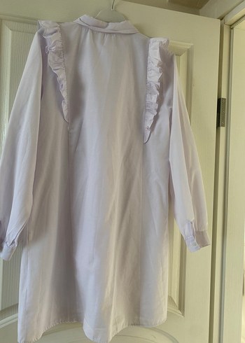 Beyaz Keten Fırfırlı Gömlek - Görsel 4