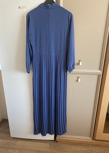 Mavi Piliseli Uzun Kollu Bohem Elbise - Görsel 4