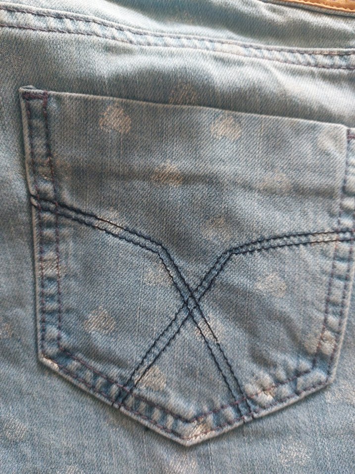 Düğmeli Mavi Batik Desenli Mini Denim Şort - Görsel 4