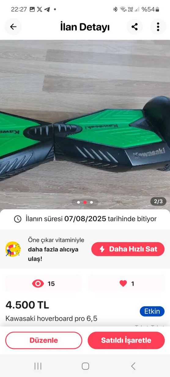 Kawasaki Yeşil howerboard - Görsel 2