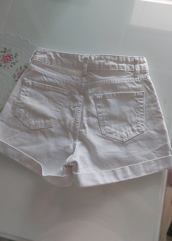 Kadın Beyaz Pamuk Mini Şort - Görsel 5