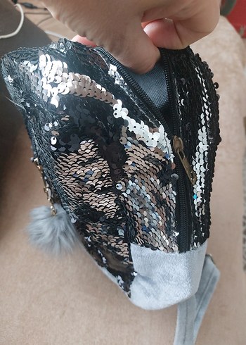 Gri payetli kız çocuk cantasi - Görsel 2