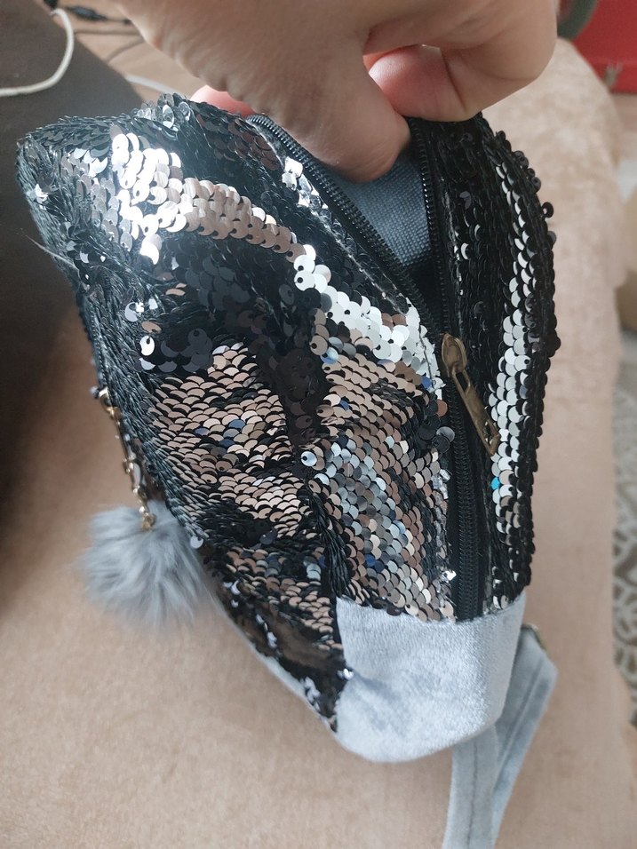 Gri payetli kız çocuk cantasi - Görsel 2