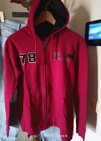 Koyu Kırmızı Fermuarlı Erkek Çocuk Sweatshirt - Görsel 9