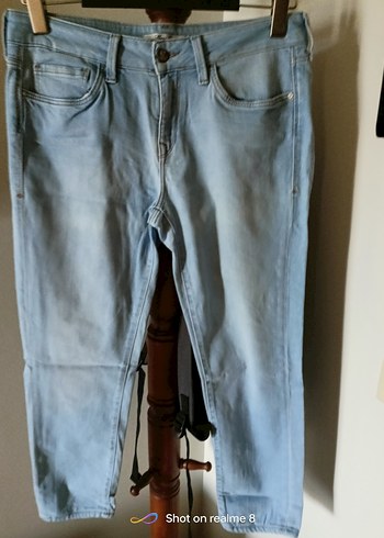 fermuarli Mavi Denim Kadın Pantolon şahane klasik model - Görsel 9