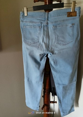 fermuarli Mavi Denim Kadın Pantolon şahane klasik model - Görsel 8