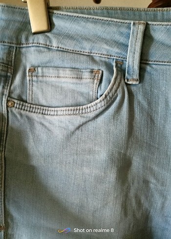 fermuarli Mavi Denim Kadın Pantolon şahane klasik model - Görsel 12