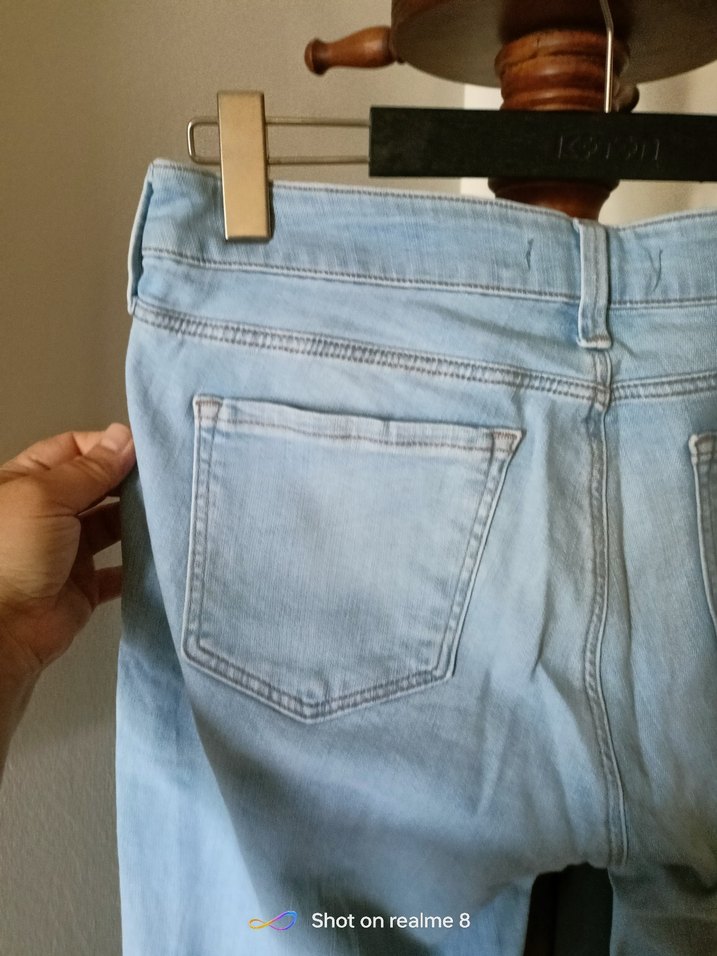 fermuarli Mavi Denim Kadın Pantolon şahane klasik model - Görsel 4