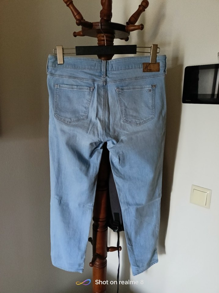 fermuarli Mavi Denim Kadın Pantolon şahane klasik model - Görsel 5