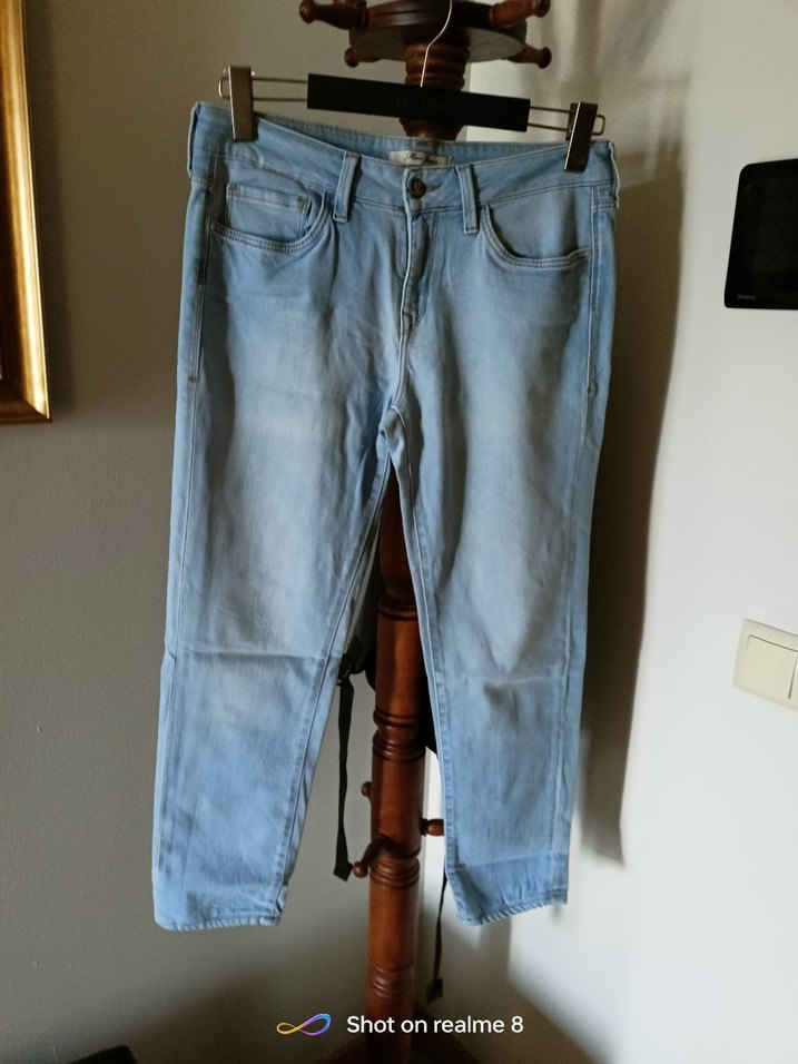 fermuarli Mavi Denim Kadın Pantolon şahane klasik model - Görsel 2