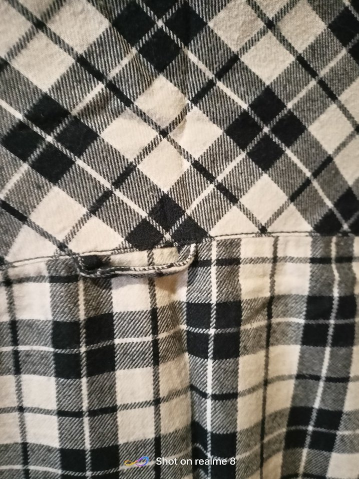 Gri Ekose Kadın Gömlek Düğmeli Midi Boy - Görsel 5