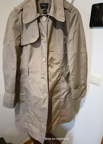 Düğmeli Bej Kadın Trençkot - Görsel 10