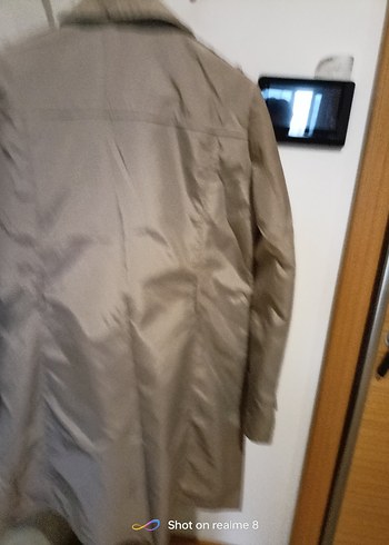 Düğmeli Bej Kadın Trençkot - Görsel 5