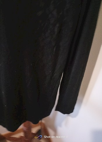 Dantel Detaylı Siyah hafif kayik Yaka Uzun Kollu Bluz - Görsel 6