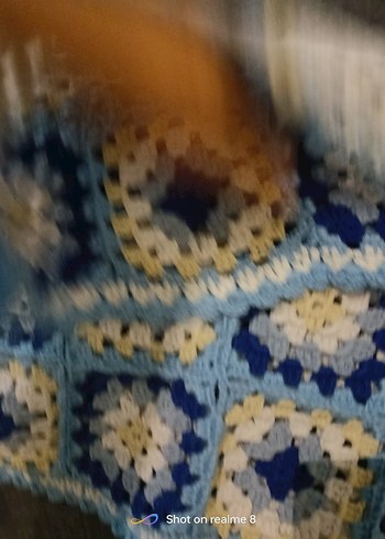 Pastel Mavi Kareli Örgü dekoratif el örgü yastık kılıfı şahane - Görsel 2