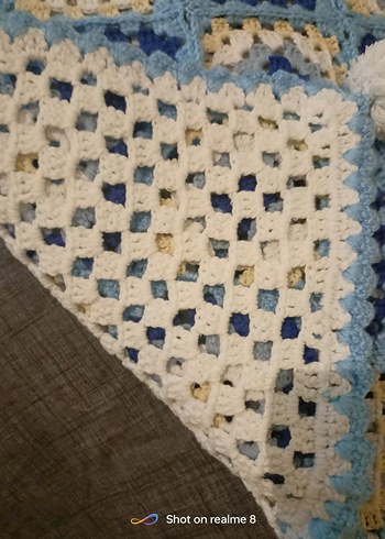 Pastel Mavi Kareli Örgü dekoratif el örgü yastık kılıfı şahane - Görsel 3