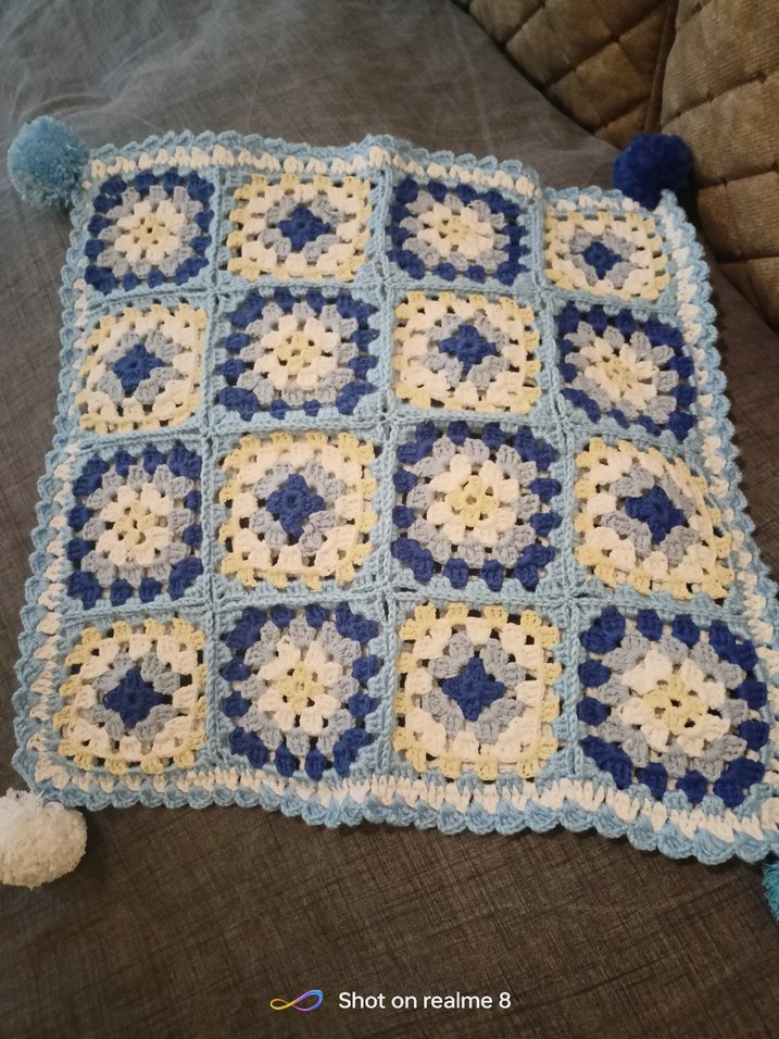 Pastel Mavi Kareli Örgü dekoratif el örgü yastık kılıfı şahane - Görsel 4