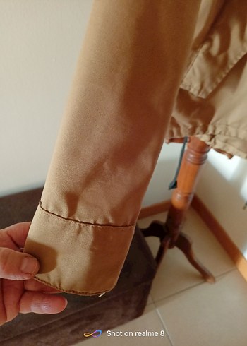 Bej Kadın Keten Düğmeli Ceket - Görsel 2